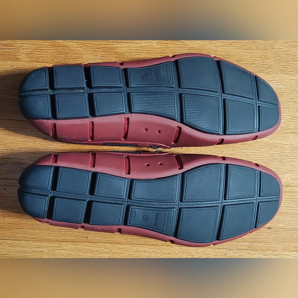 SWIMS MEN'S RED RUBBER & MESH LACE BRAIDED BOAT SLIP-ON CASUAL LOAFERS SIZE 13 - Picture 11 of 13